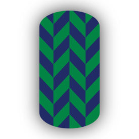 Kelly Green & Navy Blue Nail Art Designs