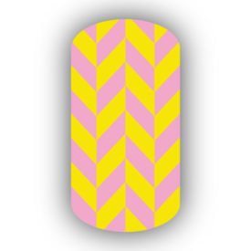 Pink & Lemon Yellow Nail Art Designs