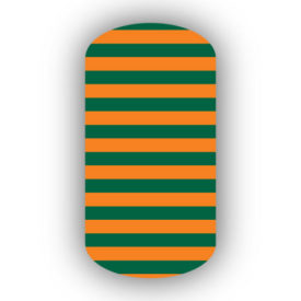 Light Orange & Forest Green Nail Art Designs