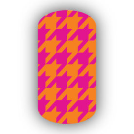 Hot Pink & Light Orange Nail Art Designs