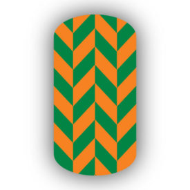 Kelly Green & Light Orange Nail Art Designs