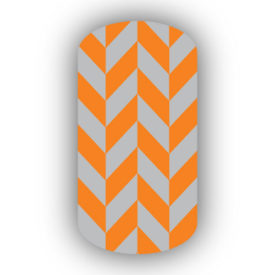 Silver & Light Orange Nail Art Designs