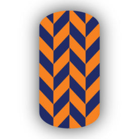 Navy Blue & Light Orange Nail Art Designs