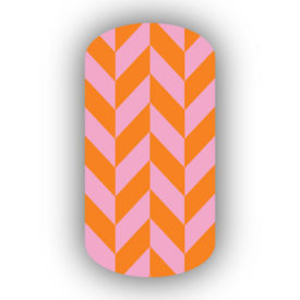 Pink & Light Orange Nail Art Designs