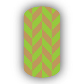 Lime Green & Caramel Nail Art Designs