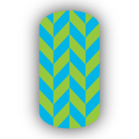 Lime Green & Teal Nail Art Designs