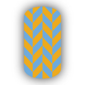 Mustard Yellow & Light Blue Nail Art Designs