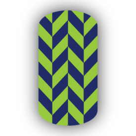 Navy Blue & Lime Green Nail Art Designs