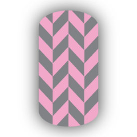 Pink & Dark Gray Nail Art Designs
