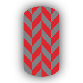 Red & Dark Gray Nail Art Designs