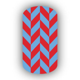Red & Light Blue Nail Art Designs