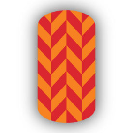 Red & Light Orange Nail Art Designs