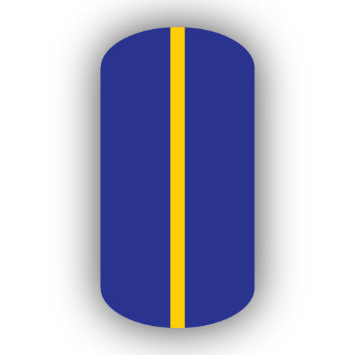 Royal Blue Nail Wrap with Gold Vertical Stripe