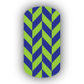 Lime Green & Royal Blue Nail Art Designs
