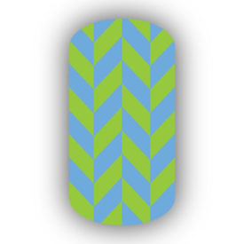 Lime Green & Light Blue Nail Art Designs