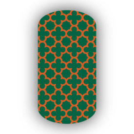 Forest Green & Burnt Orange Nail Art Designs