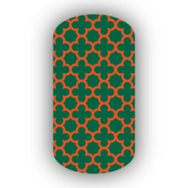 Forest Green & Dark Orange Nail Art Designs