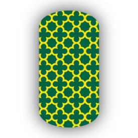 Forest Green & Lemon Yellow Nail Art Designs