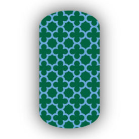 Forest Green & Light Blue Nail Art Designs