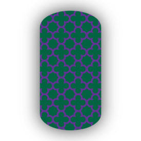 Forest Green & Purple Nail Art Designs