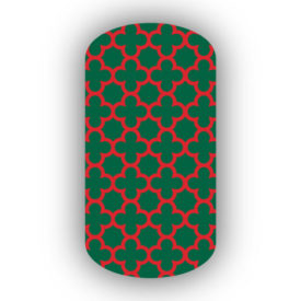 Forest Green & Red Nail Art Designs