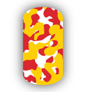 Red White and Gold Camouflage Nail Stickers