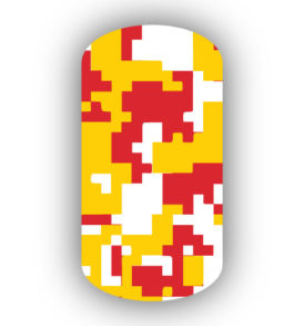 Red White and Gold Digital Camouflage Nail Stickers