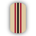 Cream, Crimson Red & Black Triple Vertical Striped Nail Wrap