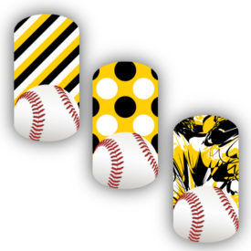 Baseball over Gold, Black & White Nail Art Designs