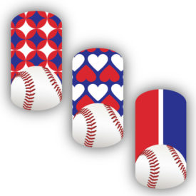 Baseball over Red, White & Royal Blue Nail Art Designs
