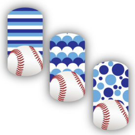 Baseball over Royal Blue, Powder Blue & White Nail Art Designs