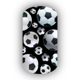 Soccer balls with a black background nail stickers