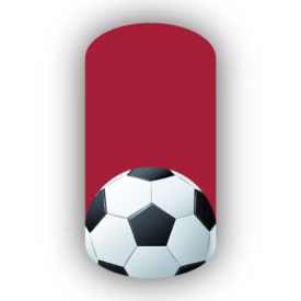 Soccer Ball with crimson background nail stickers
