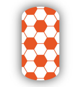 dark orange and white hexagon nail art