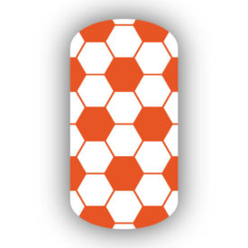 dark orange and white hexagon nail art