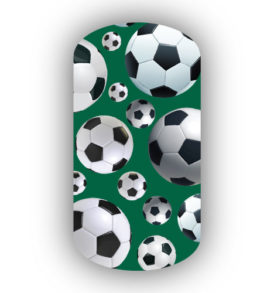 Soccer Balls over a Forest Green background nail stickers
