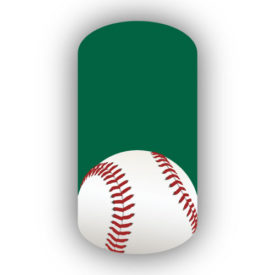 Baseball over a forest green background nail wraps
