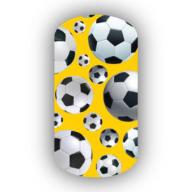 Soccer nail design with gold background
