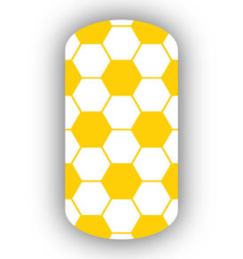gold and white hexagon soccer nail strips