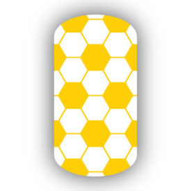 gold and white hexagon soccer nail strips