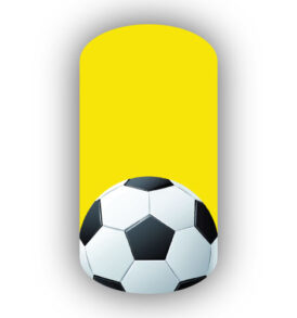 Soccer ball over a lemon yellow background nail strip
