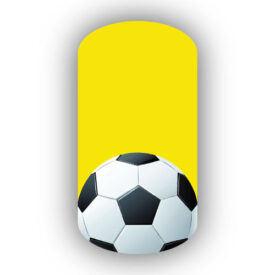 Soccer ball over a lemon yellow background nail strip