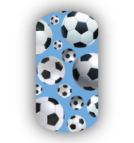 Soccer Balls over a light blue background nail stickers