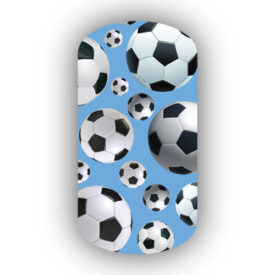 Soccer Balls over a light blue background nail stickers