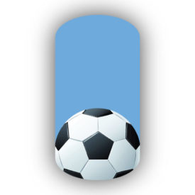 Soccer Ball over a light blue background nail strips