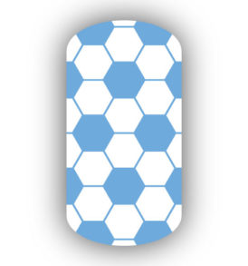 Light Blue & White Hexagon Soccer Nail Art