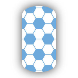 Light Blue & White Hexagon Soccer Nail Art