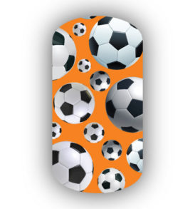 Soccer Balls with a light orange background nail strips