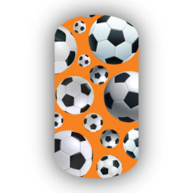 Soccer Balls with a light orange background nail strips