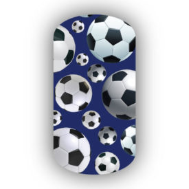 Soccer Balls with Navy Blue background nail wraps
